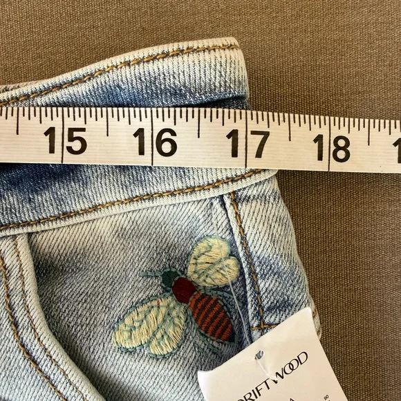 DRIFTWOOD Light Blue Hallucination Barbara barrel Embroidered  Jeans - Picture 14 of 16